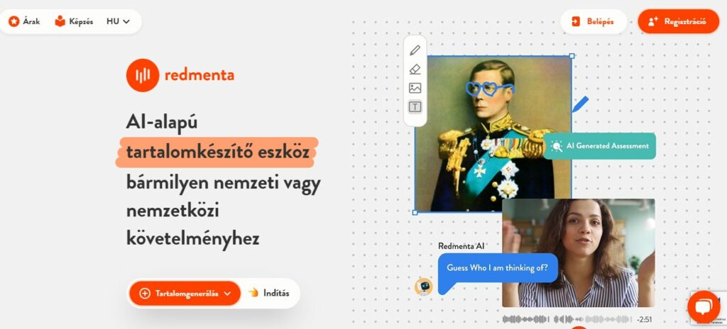 A Redmenta nyitóoldala - kép: Redmenta